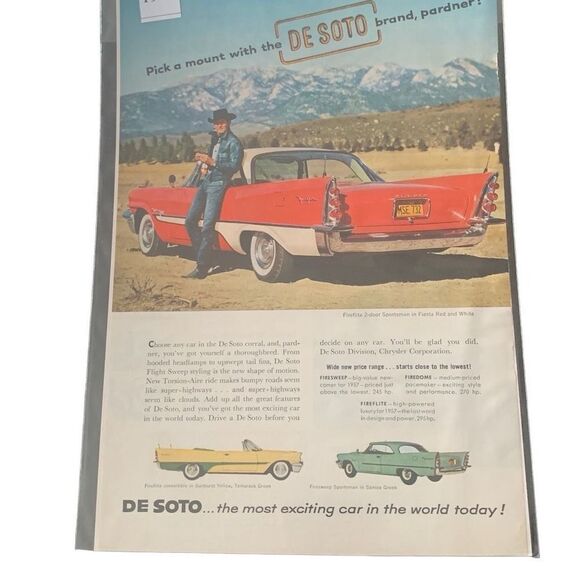 Vintage 1957 De Soto Pick a Mount With the Brand Pardner Ad Advertisement - Picture 4 of 4